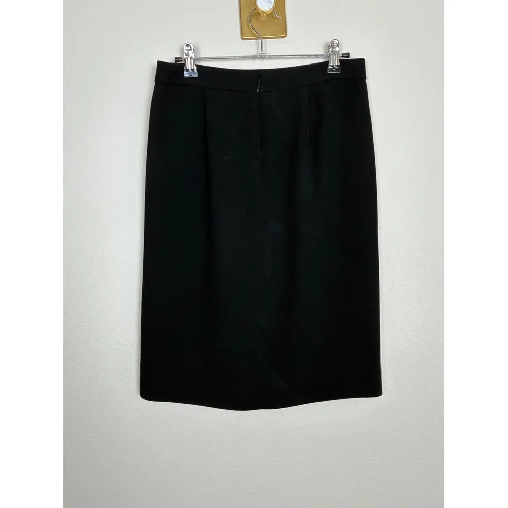 J.Crew Black Pleated Front Pencil Skirt Size 2 A2981 Office Professional Lined